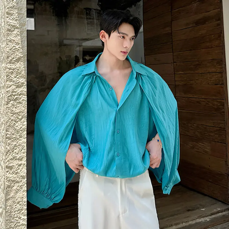 IEFB Summer Men's Shirt Long Sleeve Two Wear Male Top New French Lazy Style Lapel Temperament Men Clothing Casual 9W3571