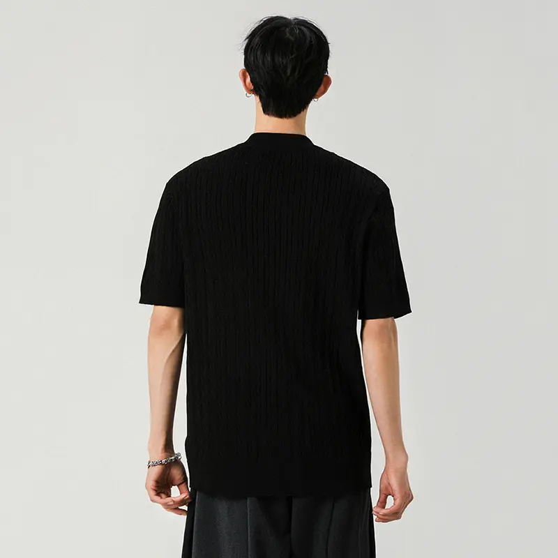 IEFB Korean Style Men's T-shirts Button Design Round Collar Short Sleeved Tops Knitting New Summer Loose Male Clothing 9W2874