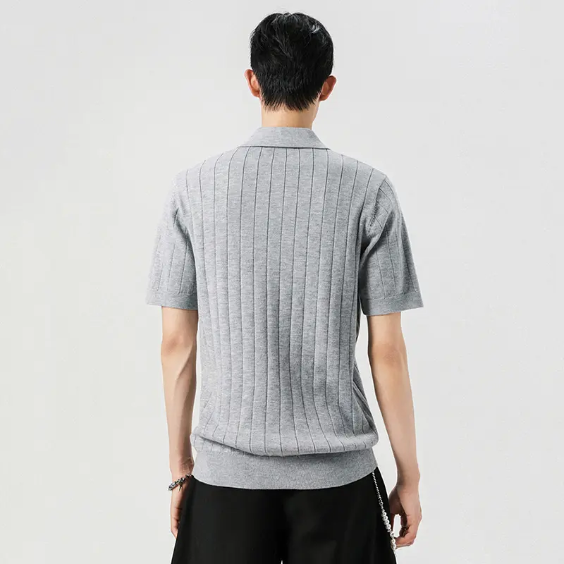 IEFB Simple Men's Tees Lapel Solid Color Knitting Short Sleeved Casual Menswear Loose New Pullover Male T-shirts Summer 9W2881