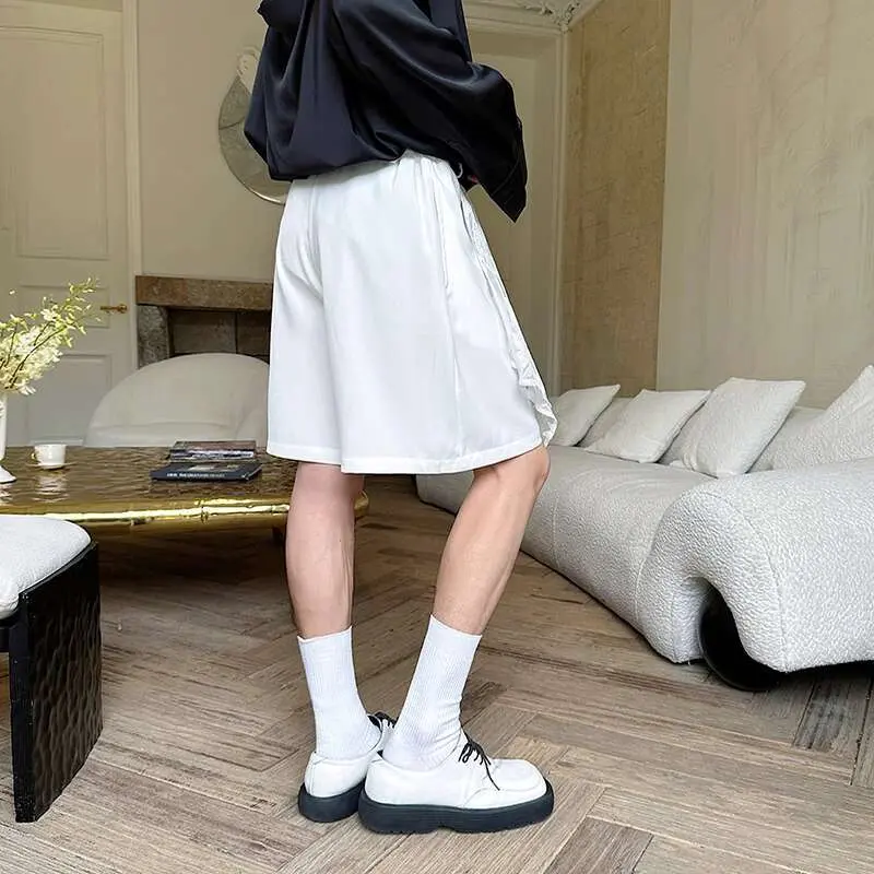 IEFB New Fashion Men's Shorts Casual Loose Lace Patchwork Korean Style Personality Trendy Knee Length Male Pants Summer 9W3574