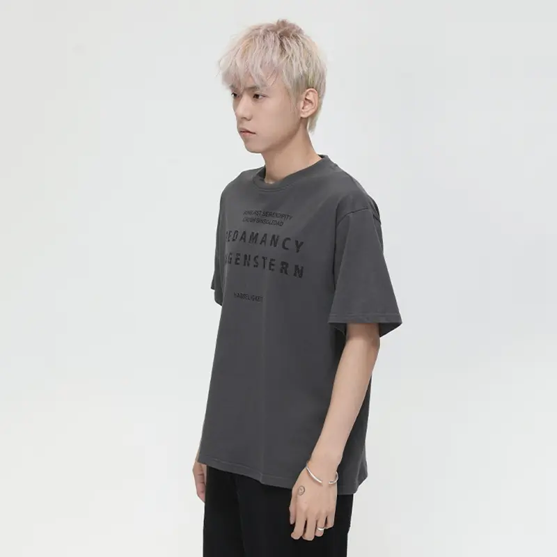 IEFB Men's Tees Fashion Small Neckline Letter Printing Short Sleeve T-shirt Loose Summer Korean Versatile O-neck Top 9W3428