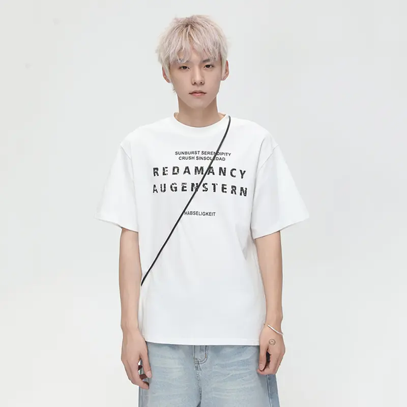 IEFB Men's Tees Fashion Small Neckline Letter Printing Short Sleeve T-shirt Loose Summer Korean Versatile O-neck Top 9W3428