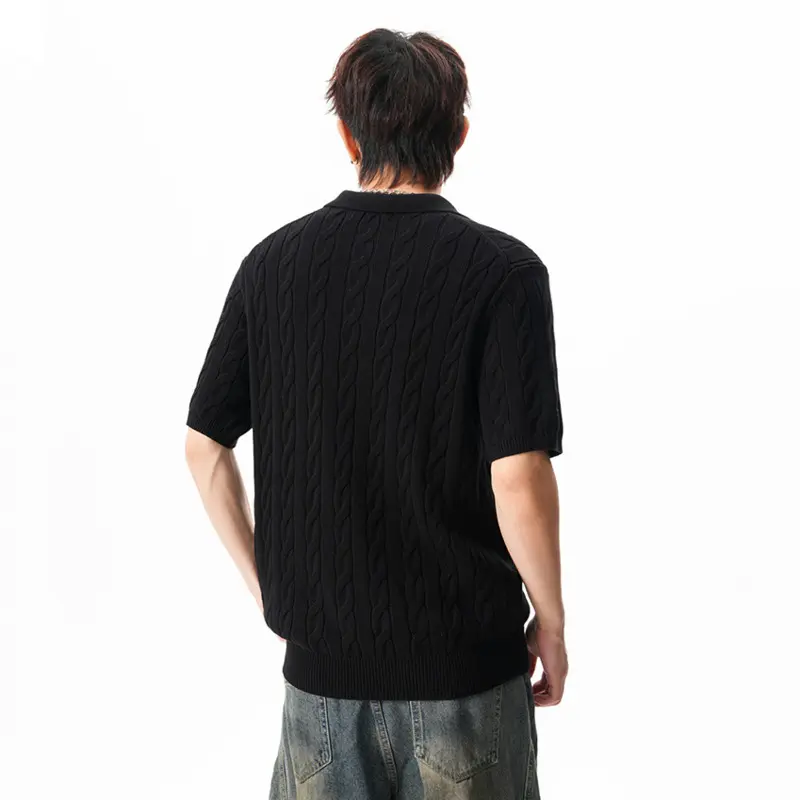 IEFB New Summer Men's Knitting Tees Lapel Casual Solid Color T-shirts Korean Style Pullover Loose Male Tops Simple Cloth 9W3526