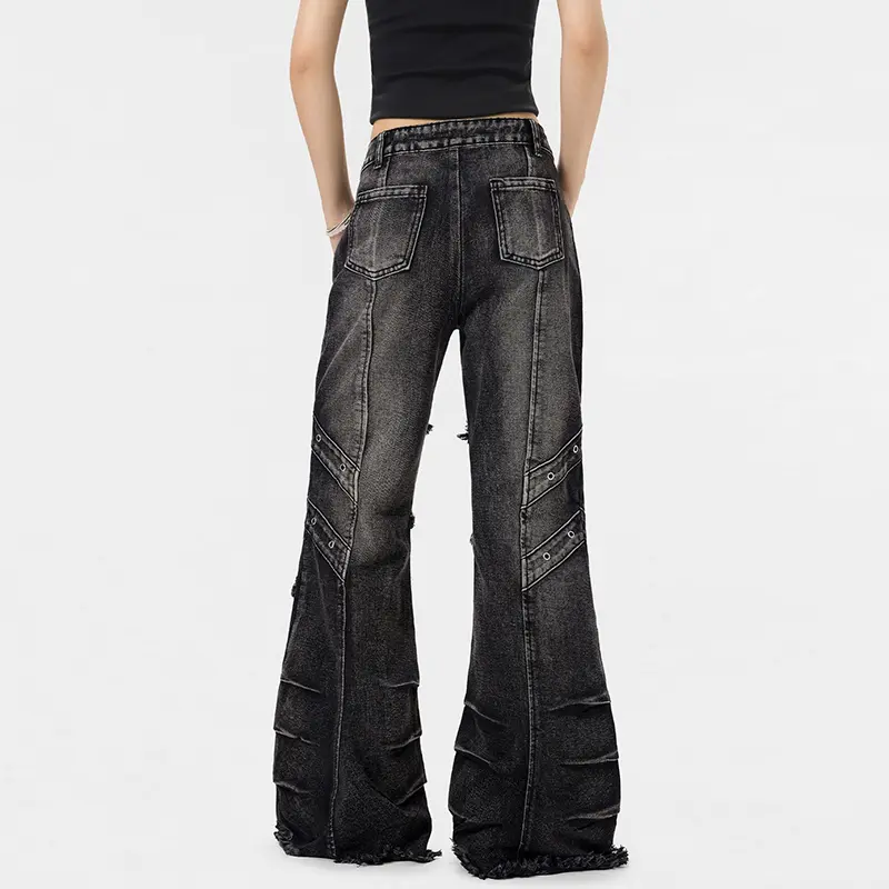 IEFB men's wear denim pants hip hop baggy flare jeans American Punk Y2K Style summer new Trendy overalls men clothing
