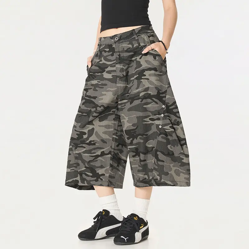 IEFB American Wide Leg Camouflage Workwear Shorts Men Women Summer New Trendy Streetwear Casual Short Pants Trend 9W2872