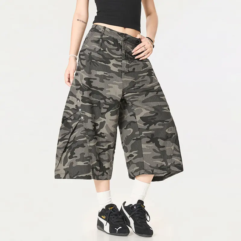 IEFB American Wide Leg Camouflage Workwear Shorts Men Women Summer New Trendy Streetwear Casual Short Pants Trend 9W2872