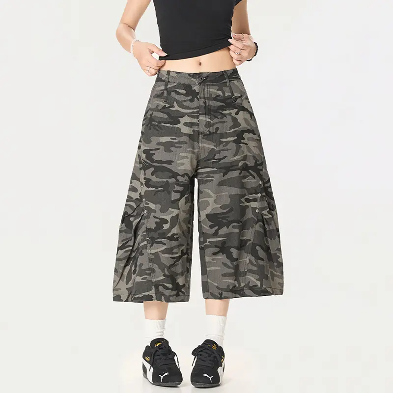 IEFB American Wide Leg Camouflage Workwear Shorts Men Women Summer New Trendy Streetwear Casual Short Pants Trend 9W2872