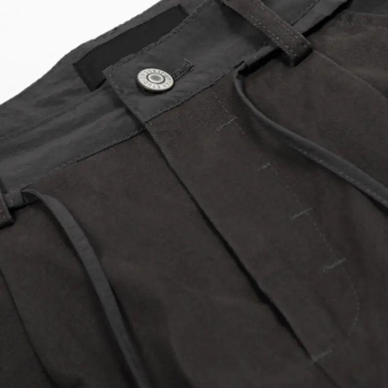 IEFB American Style Cargo Pants Men's Deconstructe Patchwork Drawstring Trouusers Wide-leg Summer Solid Color Male Bottom 9W3358