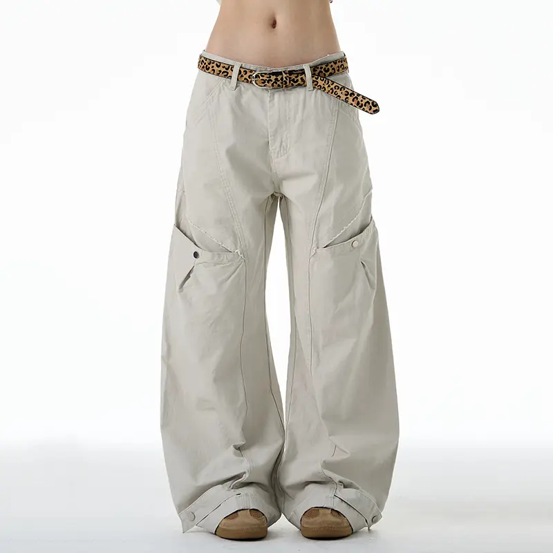 IEFB American New Chic Straight Men's Overalls Trendy Brand Pleated Washed Oversized Curved Knife Pants Safari Style 9W3459