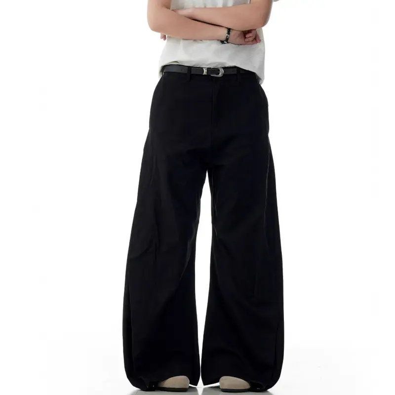 IEFB American Style Straight Pants Men's Washed Solid Color Vintage Pocket Loose Casual Wide Leg Floor Length Trousers 9W3249