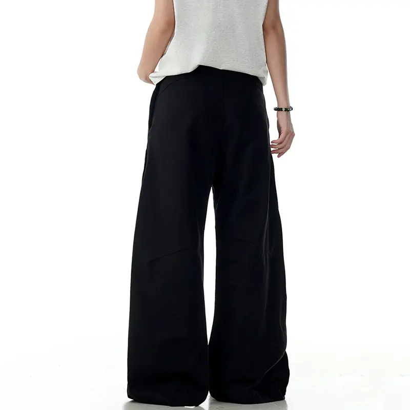 IEFB American Style Straight Pants Men's Washed Solid Color Vintage Pocket Loose Casual Wide Leg Floor Length Trousers 9W3249
