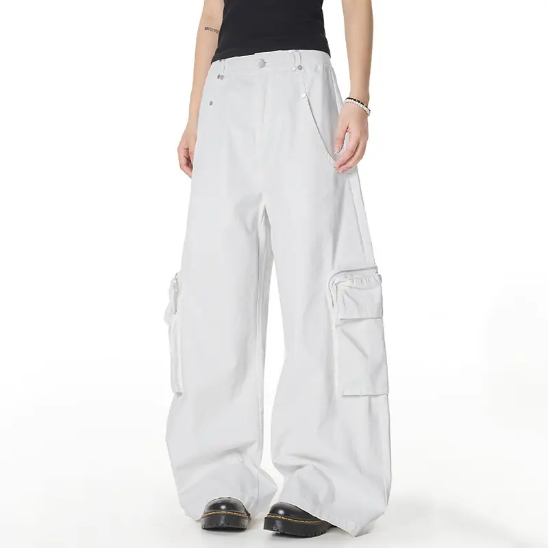 IEFB Men's Trousers American Style Multi Pocket Cargo Casual Pants New Chic Hip Hop Streetwear Loose Draped Floor Length 9W4096