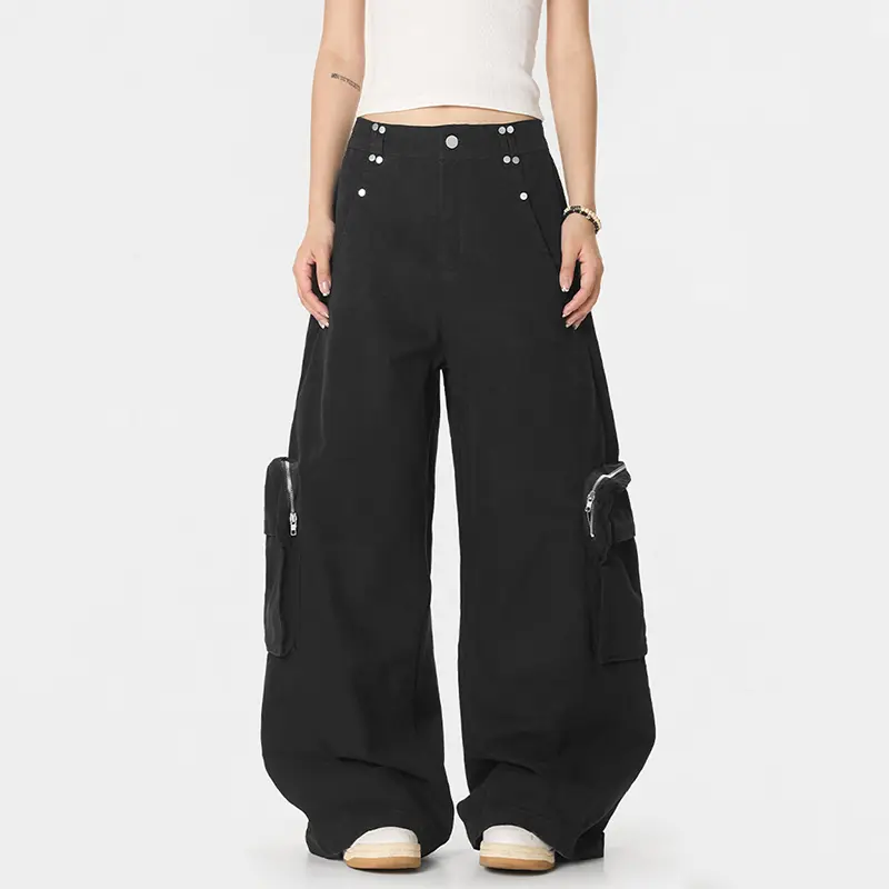 IEFB Men's Trousers American Style Multi Pocket Cargo Casual Pants New Chic Hip Hop Streetwear Loose Draped Floor Length 9W4096
