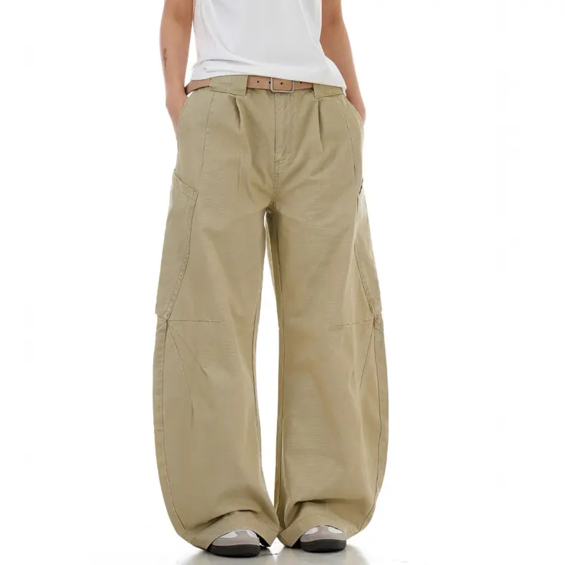 IEFB Simple Men Casual Pants Solid Color Lager Pockets Deconstruction Curved Knife Trousers Straight Wide Leg Male Bottom 9W2971