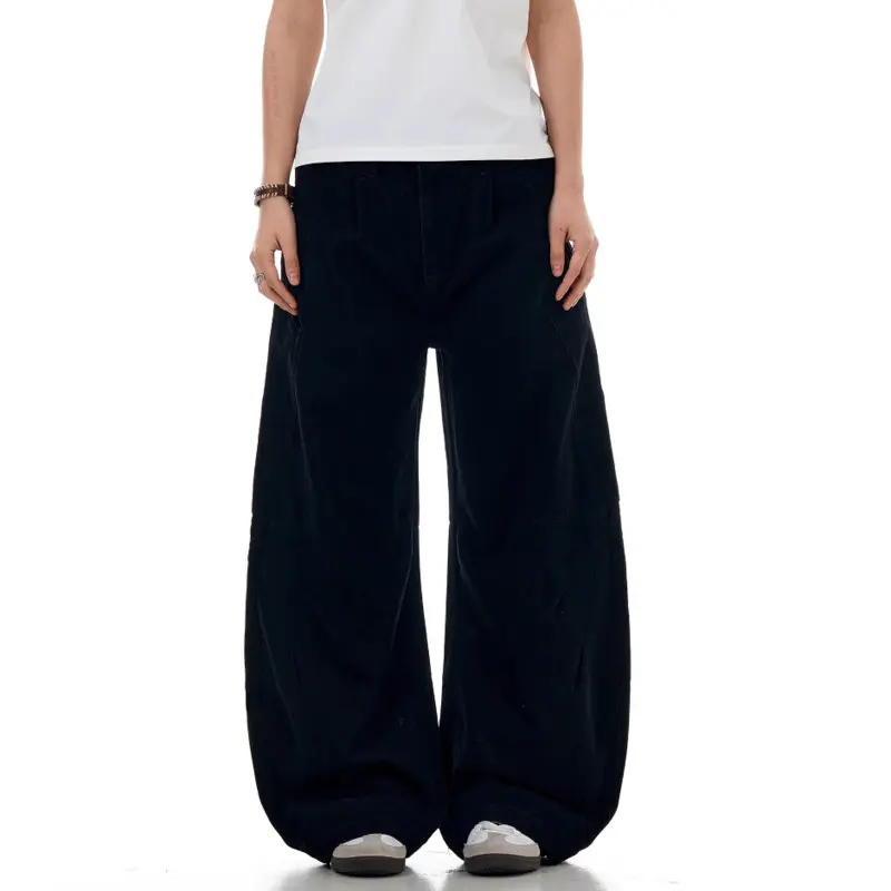 IEFB Simple Men Casual Pants Solid Color Lager Pockets Deconstruction Curved Knife Trousers Straight Wide Leg Male Bottom 9W2971