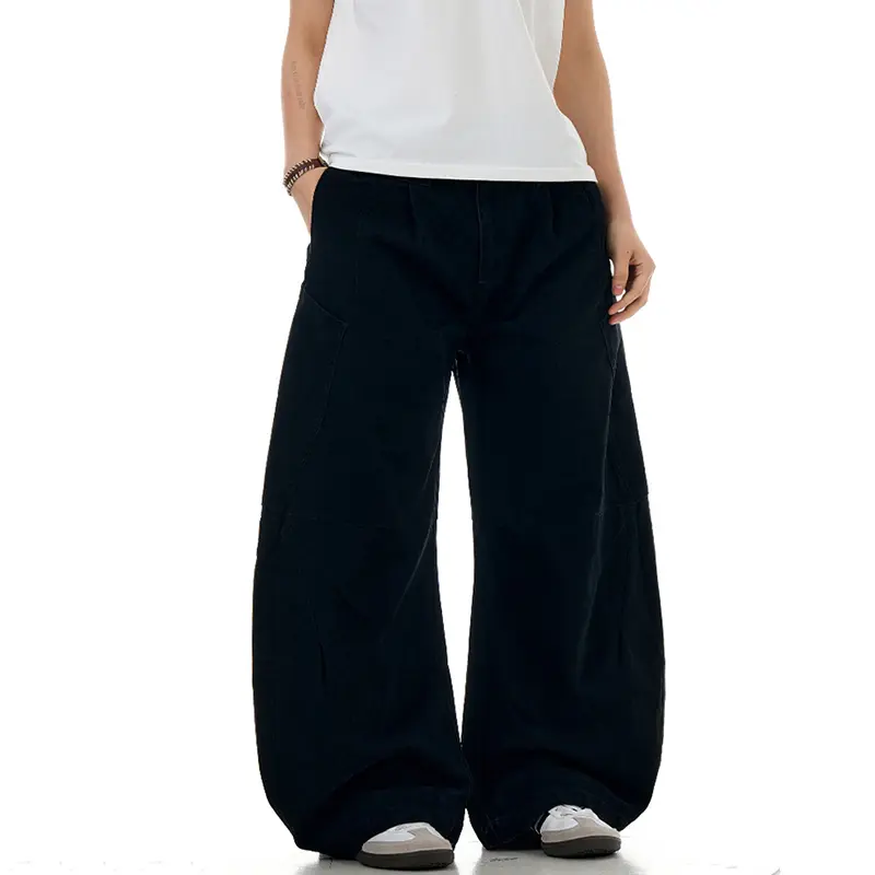 IEFB Simple Men Casual Pants Solid Color Lager Pockets Deconstruction Curved Knife Trousers Straight Wide Leg Male Bottom 9W2971