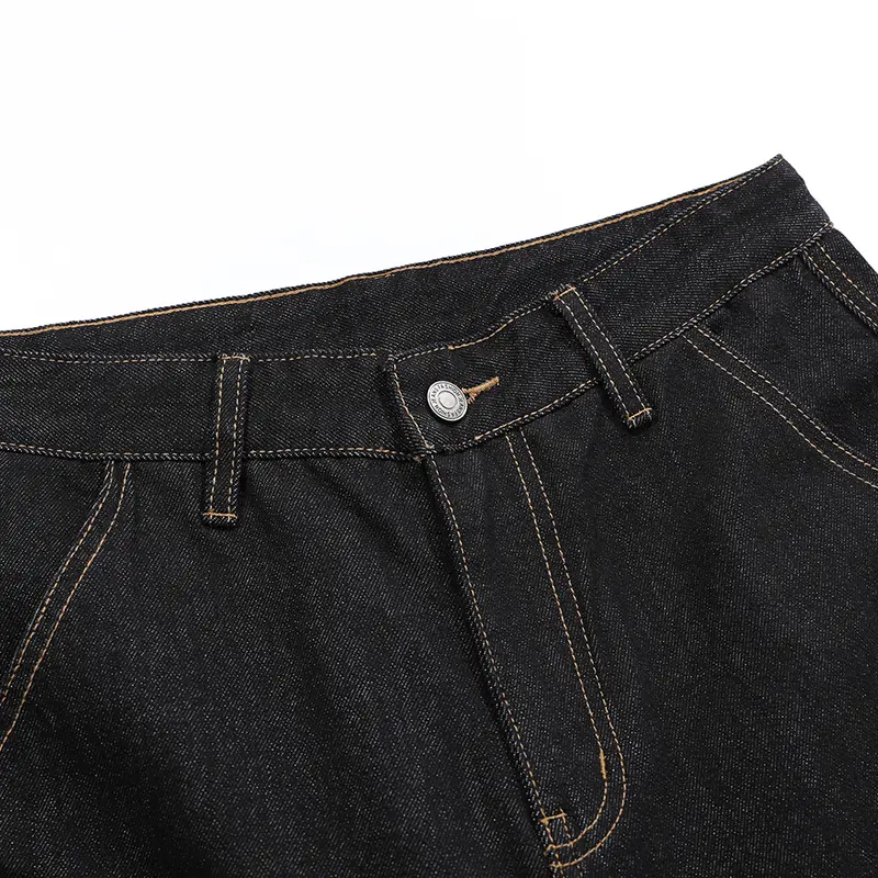 IEFB American Style Men's Denim Shorts Solid Color Side Pocket Washing All-match Straight Leg Loose Male Trousers Summer 9W3976