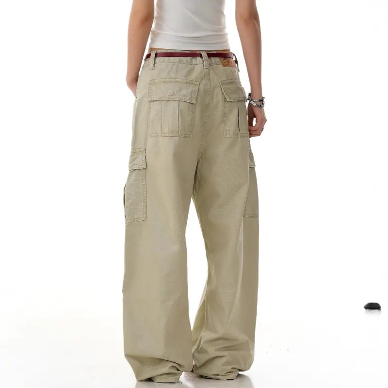 IEFB American Style Men's Casual Trousers Solid Color Side Pockets Curved Knife Pants High Waist Straight Male Bottom New 9W2979