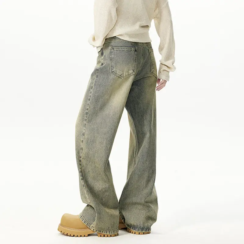 IEFB Straight Wide Leg Denim Pants Summer Autumn 2025 New Trendy Gradient Color Male Baggy Jeans Men Clothing Casual 9W4092