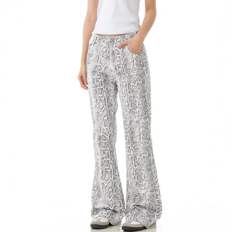 IEFB American Style Men's Wear Vintage Casual Pants Snake Patterned Straight New Fashion Trend Micro Flared Trousers 9W2921