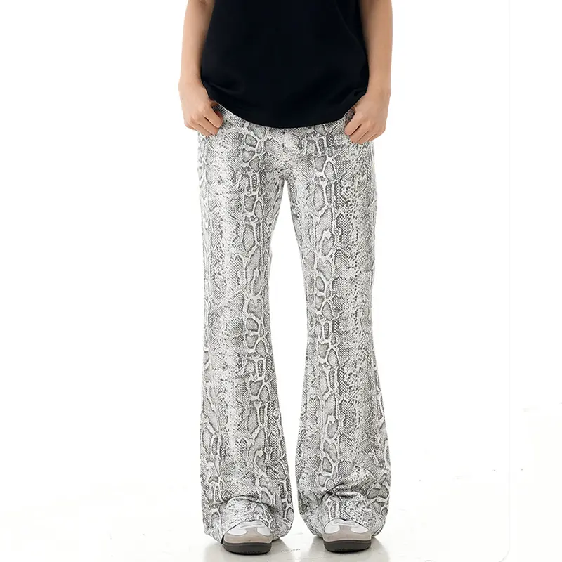 IEFB American Style Men's Wear Vintage Casual Pants Snake Patterned Straight New Fashion Trend Micro Flared Trousers 9W2921