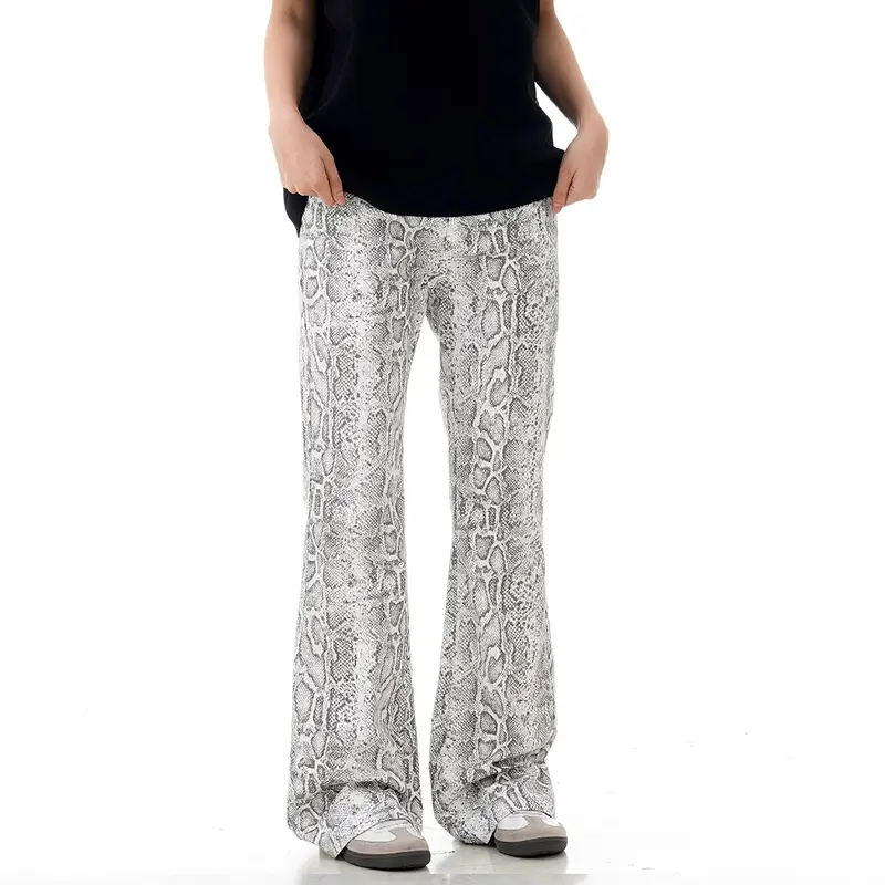 IEFB American Style Men's Wear Vintage Casual Pants Snake Patterned Straight New Fashion Trend Micro Flared Trousers 9W2921