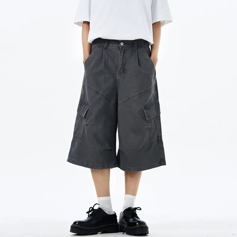 IEFB Patchwork Design Male Cargo Shorts Men's American Vintage Washed Workwear Short Pants Men's Trendy Multi Pockets 9W2990