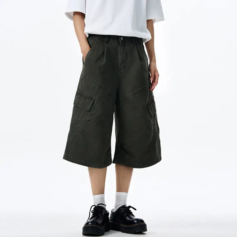 IEFB Patchwork Design Male Cargo Shorts Men's American Vintage Washed Workwear Short Pants Men's Trendy Multi Pockets 9W2990