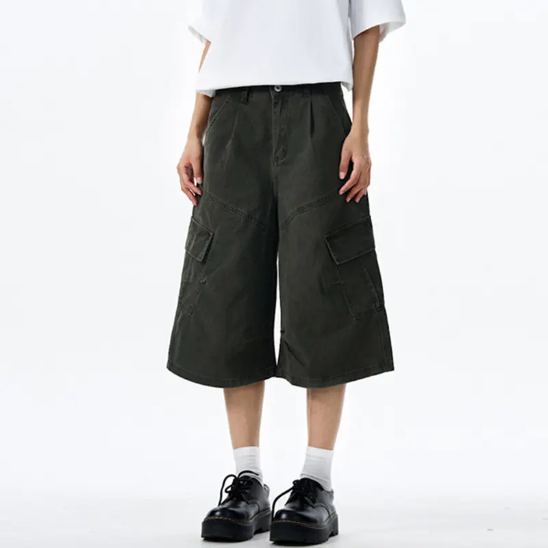IEFB Patchwork Design Male Cargo Shorts Men's American Vintage Washed Workwear Short Pants Men's Trendy Multi Pockets 9W2990
