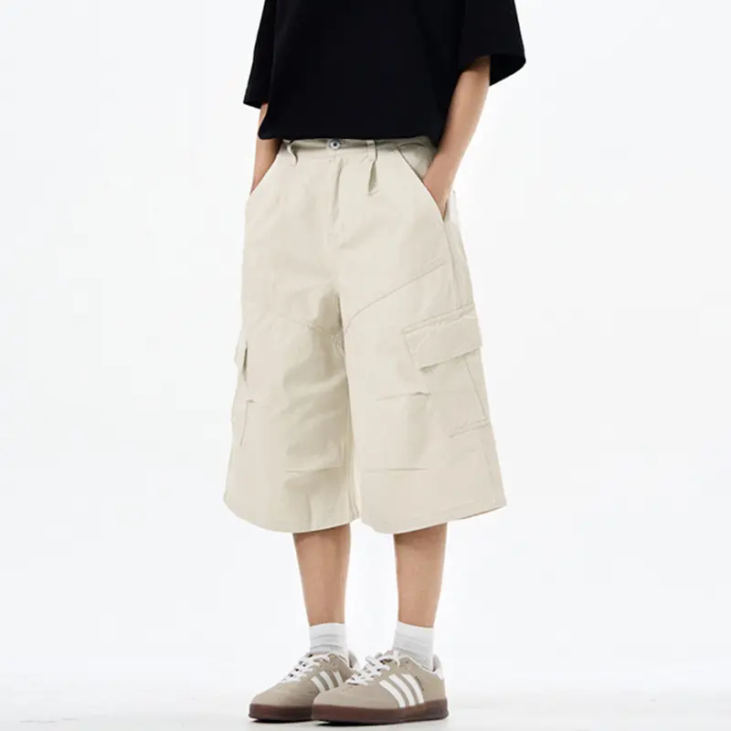 IEFB Patchwork Design Male Cargo Shorts Men's American Vintage Washed Workwear Short Pants Men's Trendy Multi Pockets 9W2990