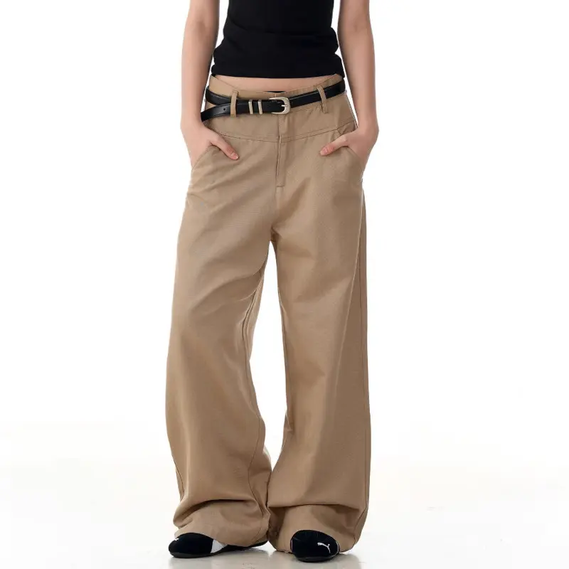 IEFB Simple Men's Casual Trousers Solid Color Summer Wide Leg Casual Menswear High Waist Straight All-match Male Bottom 9W2796