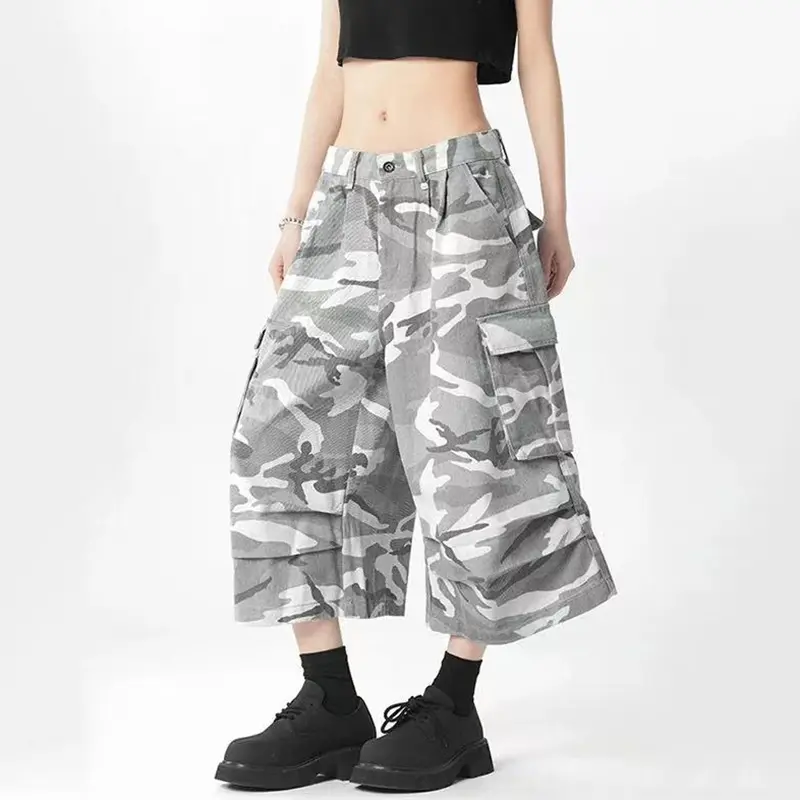 IEFB American Camouflage Male Camouflage Shorts Men Pleated Wide Leg Loose Three-dimensional Pocket Streetwear Fashion 9W2916