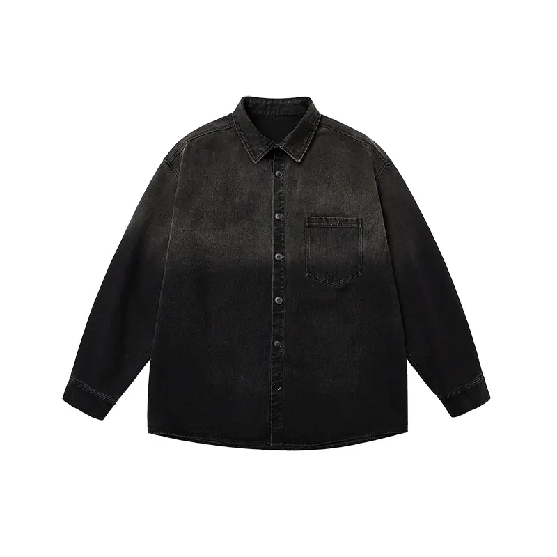 IEFB New Autumn Men's Shirts Lapel Pocket Design Gradient Color Long Sleeved Male Tops Single Breasted Loose Menswear 9W4111