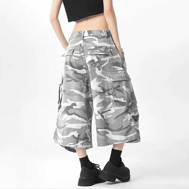 IEFB American Camouflage Male Camouflage Shorts Men Pleated Wide Leg Loose Three-dimensional Pocket Streetwear Fashion 9W2916
