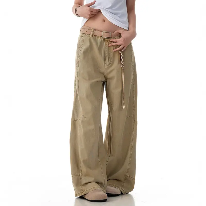 IEFB Summer Men's Cargo Pants Casual Patchwork New Solid Color American Loose Straight Simple Wide Leg Male Trousers 9W2805