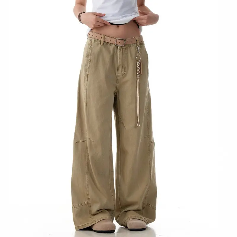 IEFB Summer Men's Cargo Pants Casual Patchwork New Solid Color American Loose Straight Simple Wide Leg Male Trousers 9W2805