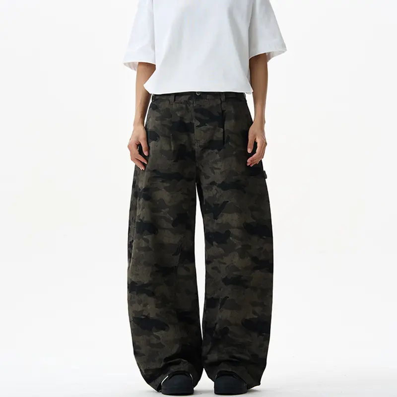 IEFB Safari Style Men's American Baggy Camouflage Overalls Men Trendy Pleated Design Loose Curved Knife Pants 2025 Male 9W2858