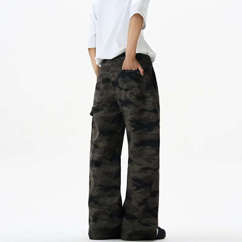 IEFB Safari Style Men's American Baggy Camouflage Overalls Men Trendy Pleated Design Loose Curved Knife Pants 2025 Male 9W2858