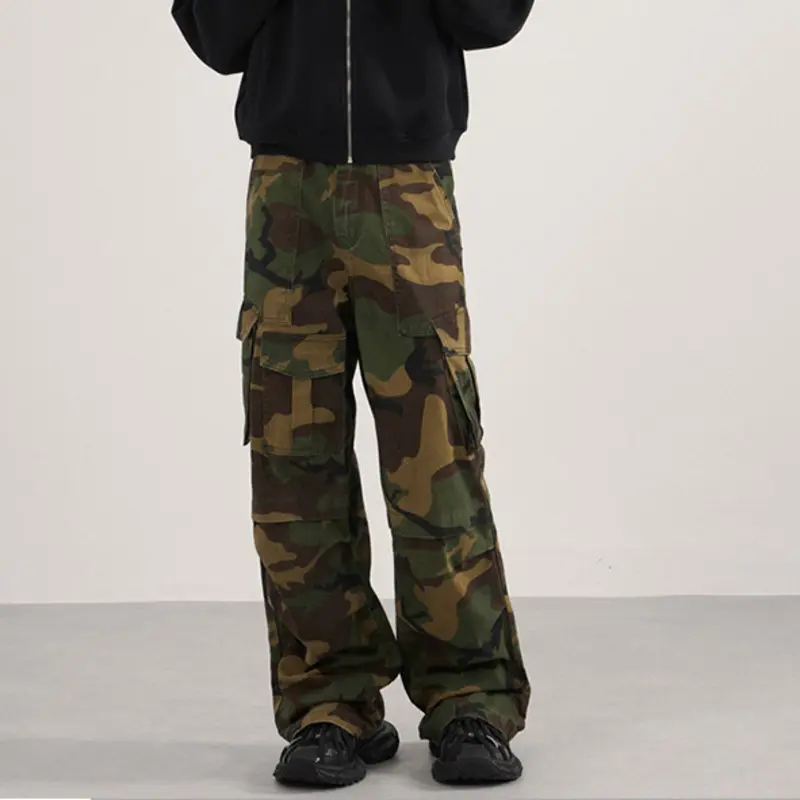 IEFB Niche Design Men's Casual Trousers Three-dimensional Multi-pocket Patchwork Camouflage Straight Leg Male Pants New 9W4186