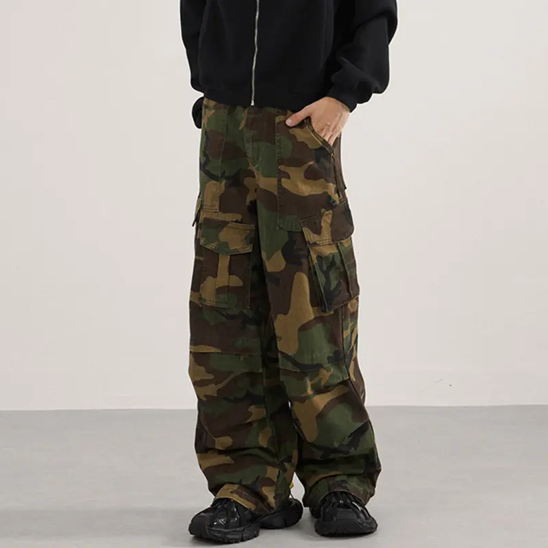 IEFB Niche Design Men's Casual Trousers Three-dimensional Multi-pocket Patchwork Camouflage Straight Leg Male Pants New 9W4186