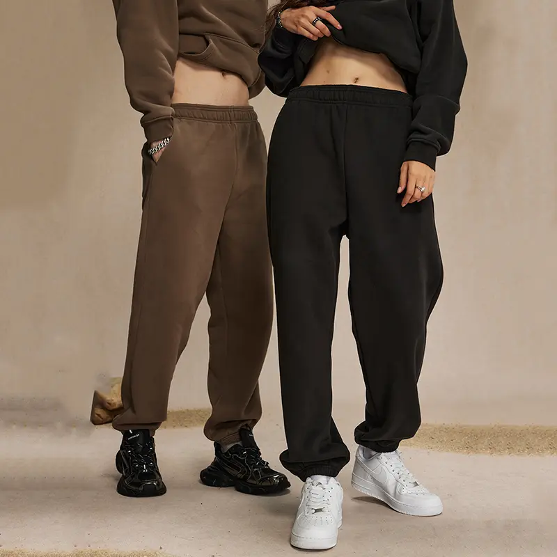 IEFB Fleece Thickened Casual Men's Sweatpants Winter Drawstring Loose New Trendy Solid Color Elastic Waist Male Pants 9W4223