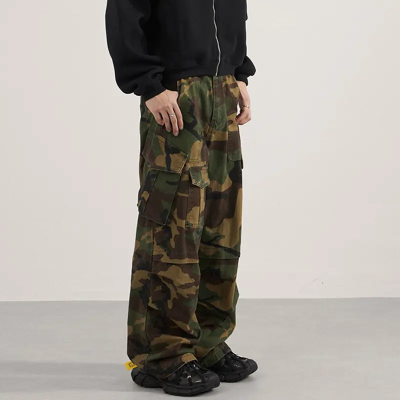 IEFB Niche Design Men's Casual Trousers Three-dimensional Multi-pocket Patchwork Camouflage Straight Leg Male Pants New 9W4186