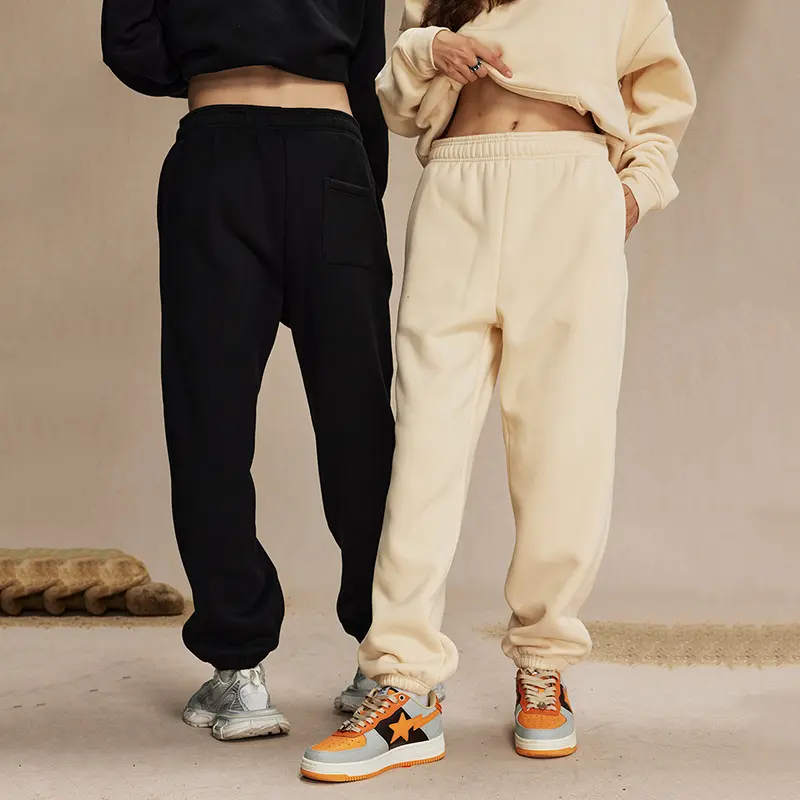IEFB Fleece Thickened Casual Men's Sweatpants Winter Drawstring Loose New Trendy Solid Color Elastic Waist Male Pants 9W4223