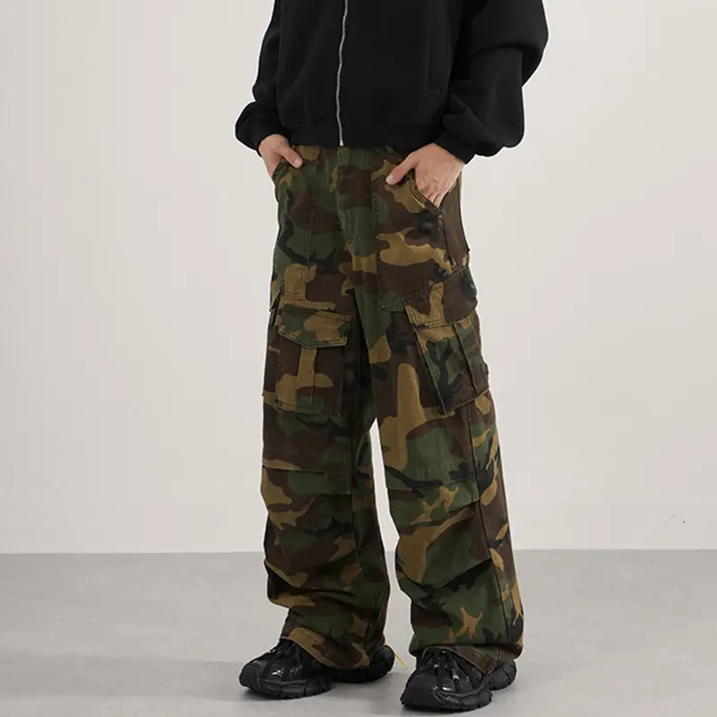 IEFB Niche Design Men's Casual Trousers Three-dimensional Multi-pocket Patchwork Camouflage Straight Leg Male Pants New 9W4186