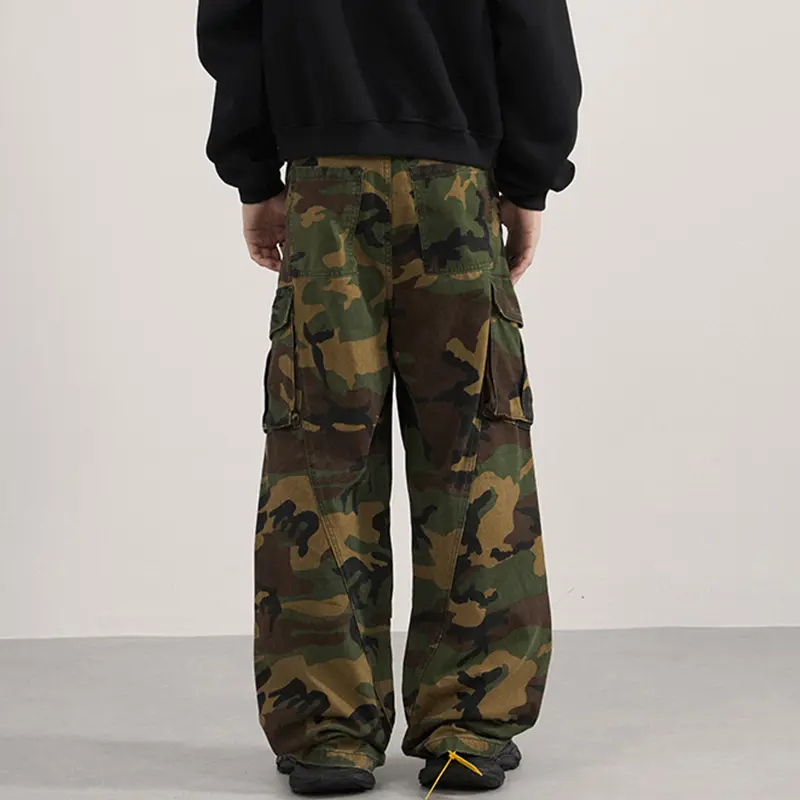 IEFB Niche Design Men's Casual Trousers Three-dimensional Multi-pocket Patchwork Camouflage Straight Leg Male Pants New 9W4186