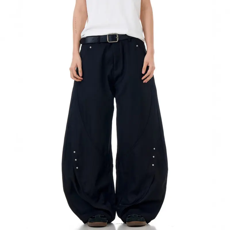 IEFB Niche Design Men's Casual Suit Pants Rivets Decoration Solid Color Washing Bottom Straight Leg Male Trousers Simple 9W2810