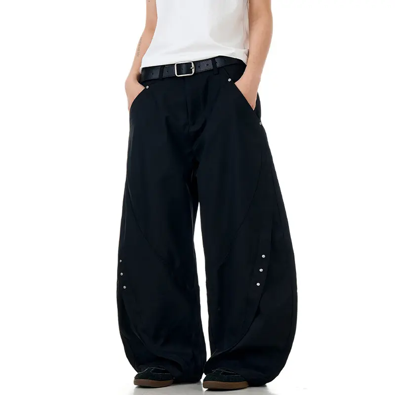 IEFB Niche Design Men's Casual Suit Pants Rivets Decoration Solid Color Washing Bottom Straight Leg Male Trousers Simple 9W2810