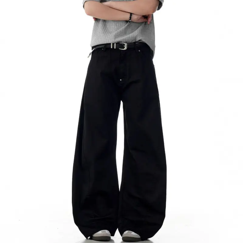 IEFB Simple Men's Casual Pants Solid Color Washed Vintage Wide Leg Menswear New Loose Straight Male Curved Knife Tousers 9W3248