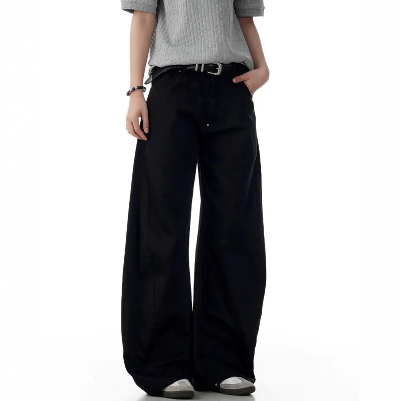 IEFB Simple Men's Casual Pants Solid Color Washed Vintage Wide Leg Menswear New Loose Straight Male Curved Knife Tousers 9W3248