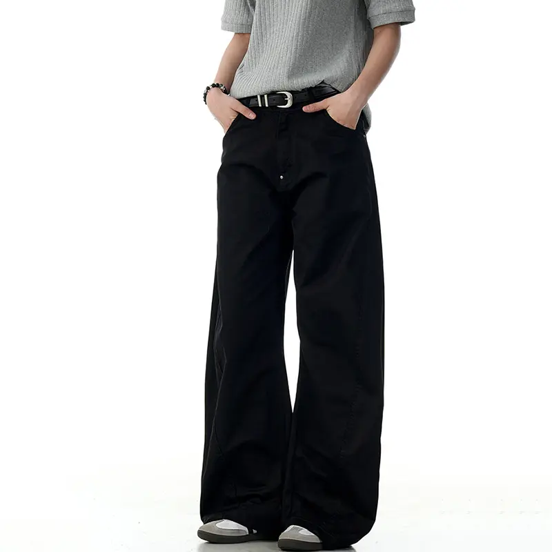 IEFB Simple Men's Casual Pants Solid Color Washed Vintage Wide Leg Menswear New Loose Straight Male Curved Knife Tousers 9W3248